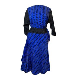 VTG 80's 2 PC Silk Maxi Wrap Dress Robert Sandel Long Sleeve Top & Skirt Size 4